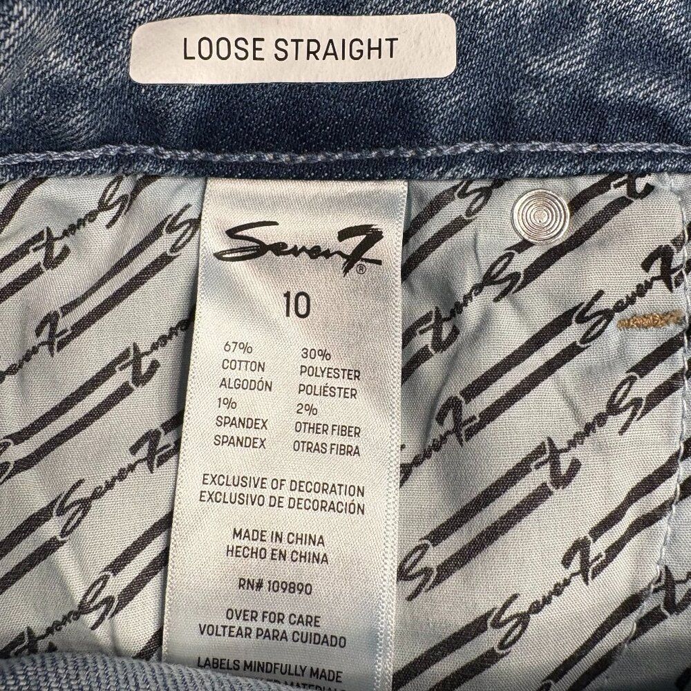 Seven7 High Rise Loose Straight Leg Jeans Size 10 NWT | Sustainable Denim - Picture 3 of 10